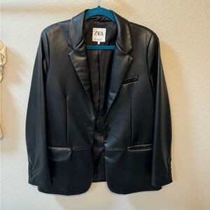Zara Women's Black Faux Leather Jacket